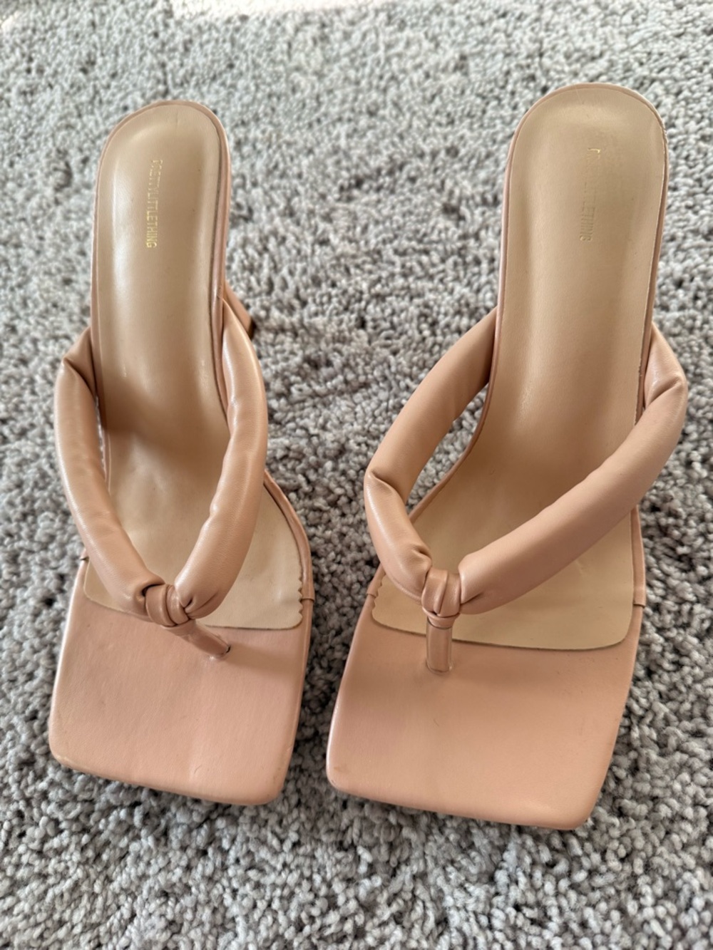 PrettyLittleThing Blush Knot-Front Square Toe Heels